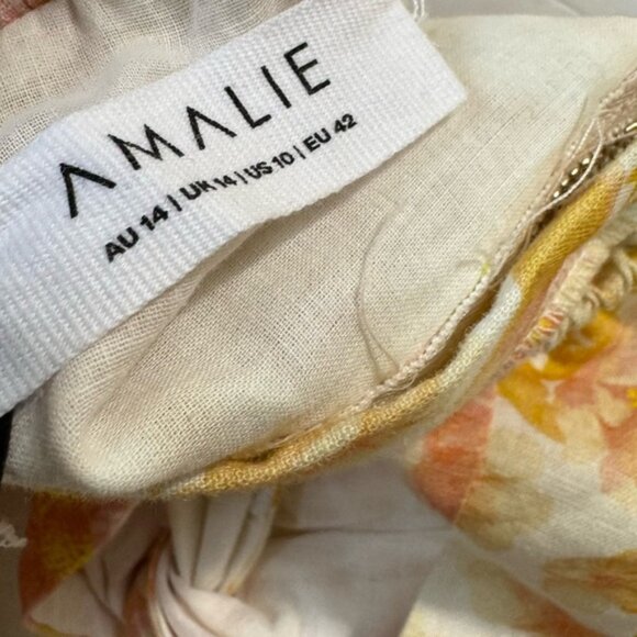 AMALIE SHOWPO NEW Emerita Linen Floral Off Shoulder Twist Crop Top Cotton 10 - Picture 14 of 16